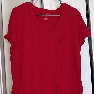 red/pink v neck top